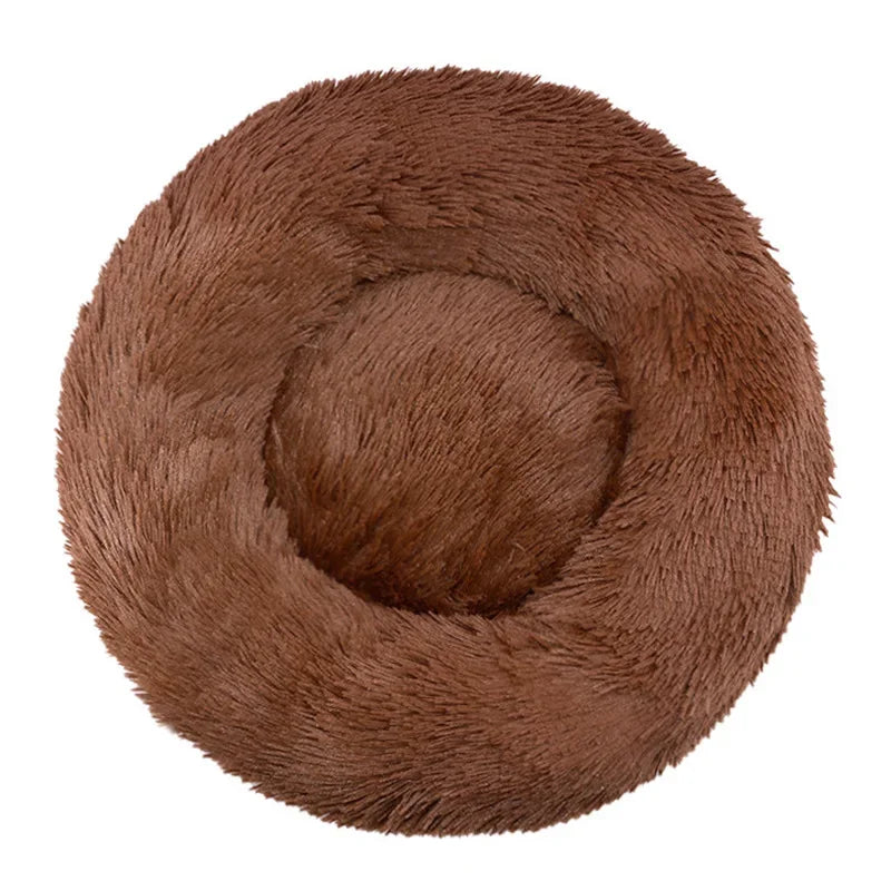 40-90cm Round Plush Pet Bed - Winter Warm Dog & Cat Bed for Medium-Large Pets