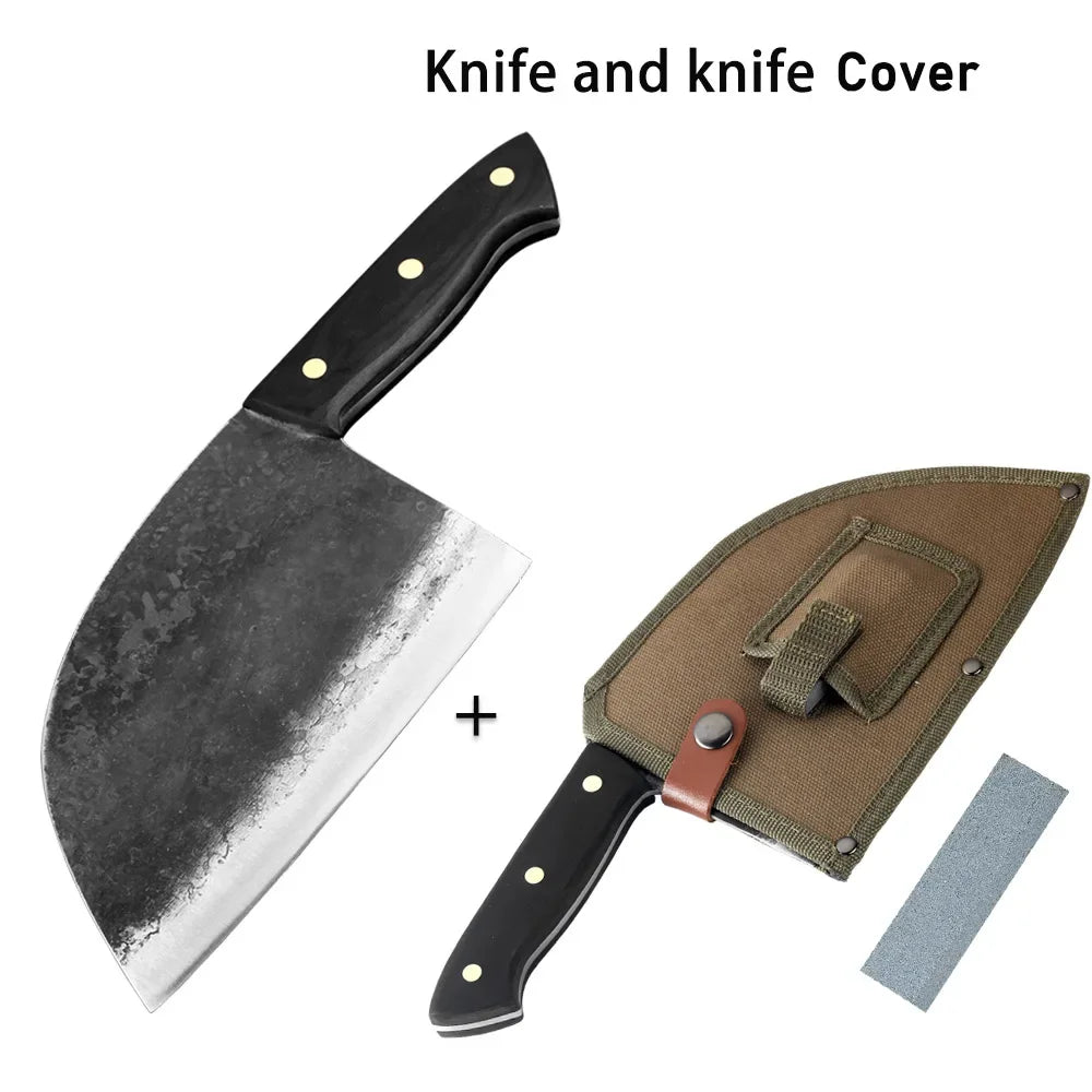 Handmade Forged Cleaver Knife Chef Knife High Hardness Steel Blade Full Tang Butcher Slaughter Pro Kitchen Chopping Slicing Tool