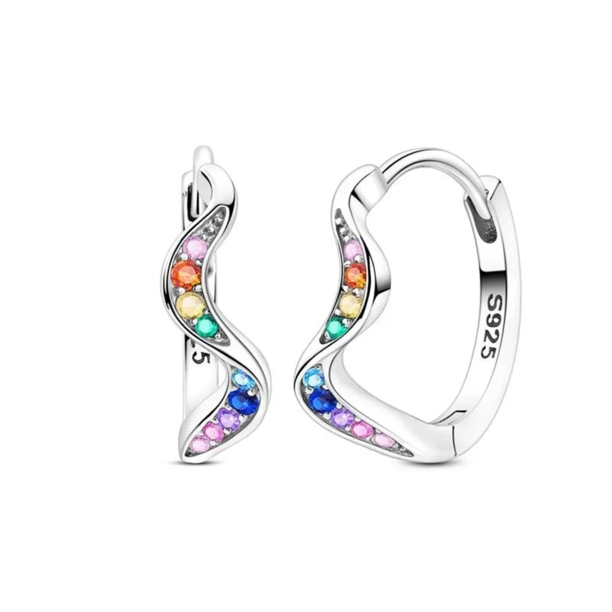 Sparkling Hoop Earrings 925 Sterling Silver Moon Pearl Heart Crystal Luxury Romantic Earing Fit Woman Wedding Party Jewelry Gift