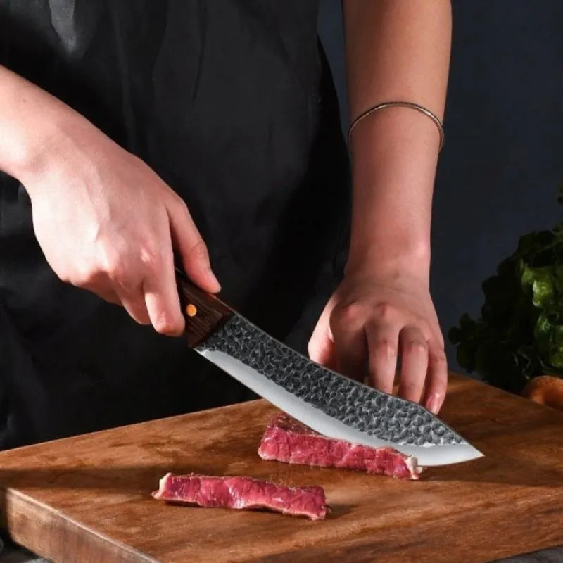 Forged Slaughter Boning Knife Stainless Steel Cleaver Knives for Meat Fruit Vegetables Wooden Handle Knife Kitchen Butcher Knife