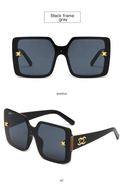 MERCELYN Luxury Glamour Sunglasses – UV400 Oversized Square Designer Style