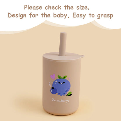 Baby Feeding Straw Cup – Anti-Hot Leakproof Silicone Toddler Water Bottle