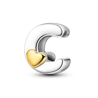 925 Sterling Silver A-Z Letter Charm Beads – Gold Alphabet DIY Birthday Jewelry