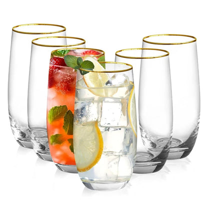 375ML Crystal Glass Cup – Gold Rimmed Wine Whiskey Cocktail Glassware