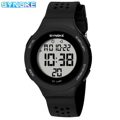 Black digital watch with SYNOKE branding on a white background