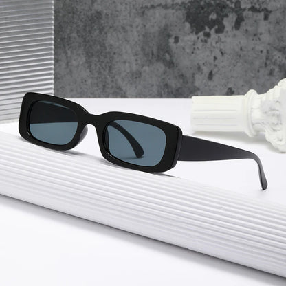 Small Rectangle Sunglasses – Retro Black UV400 for Driving & Fishing