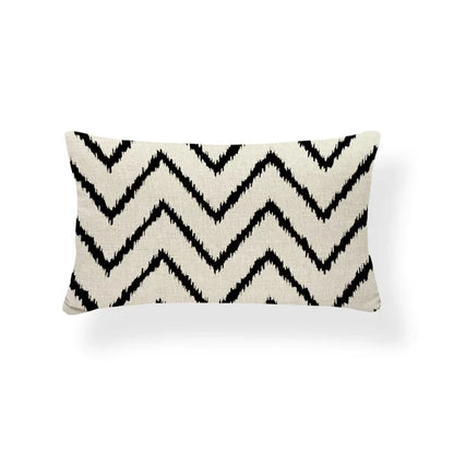 Nordic Geometric Zigzag Rectangle Cushion Cover – Cotton Linen Throw Pillow Cover 30x50CM