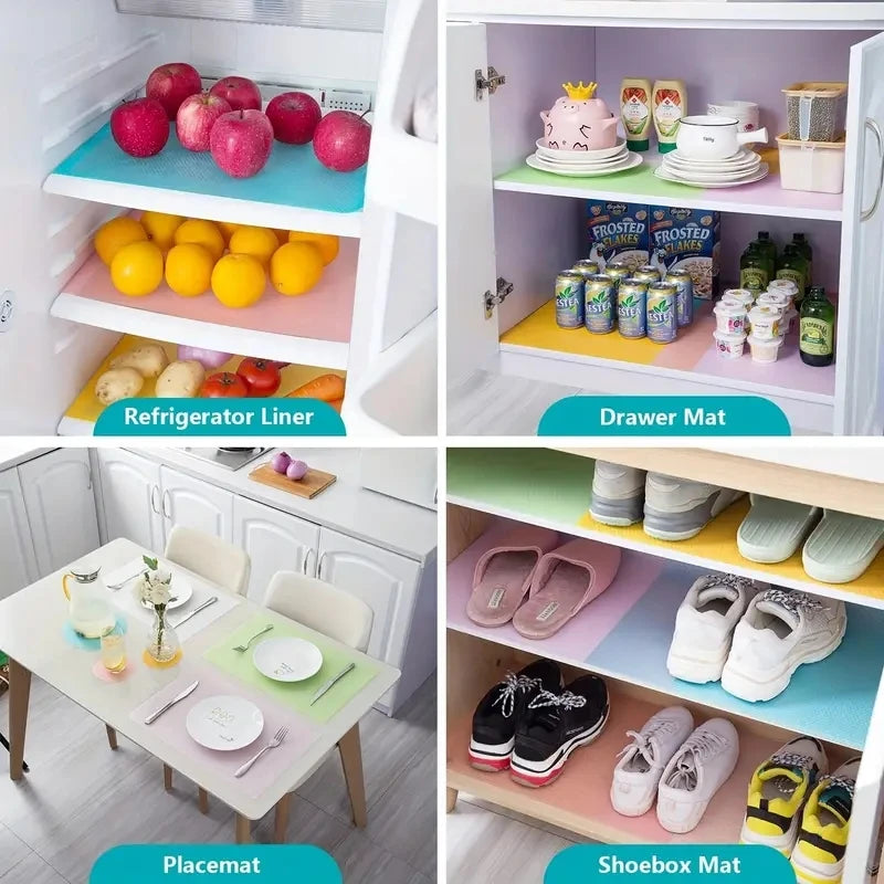 Cabinet & Refrigerator Liner Mats – Cuttable Moisture-Proof Easy-Clean Shelf Mats | 4/8/12pcs