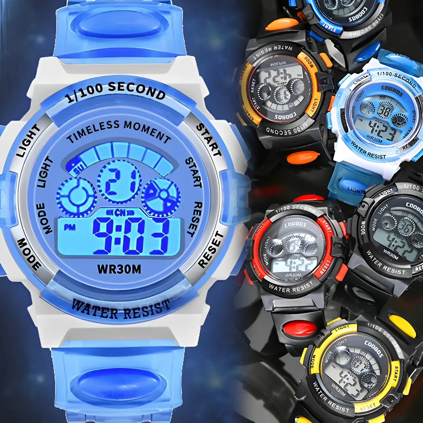Electronic Watch for Boys Girls Children Luminous Dial Military Sport Watches for Kids Waterproof Multi-function Digital Watch