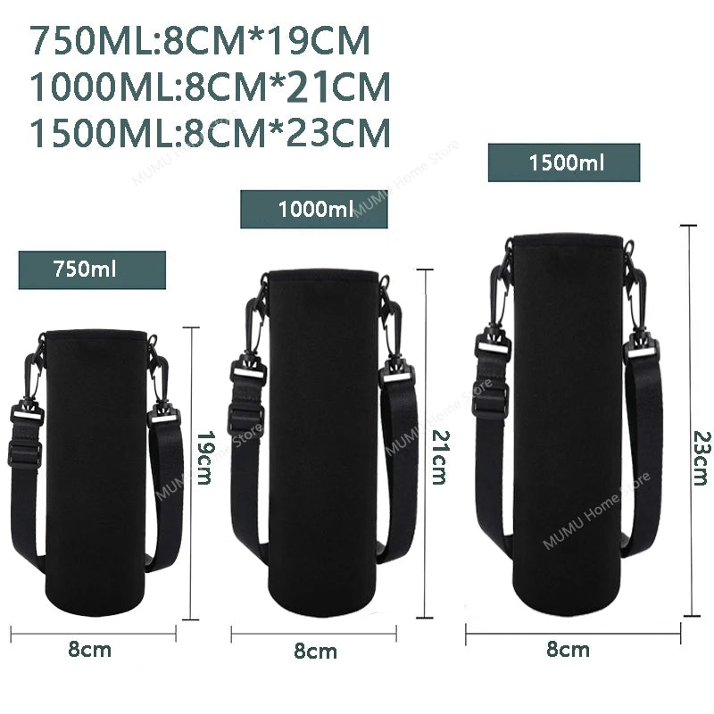 Neoprene Water Bottle Holder Bag 750ML/1000ML/1500ML – Insulated Pouch with Adjustable Strap