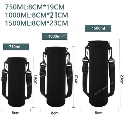 Neoprene Water Bottle Holder Bag 750ML/1000ML/1500ML – Insulated Pouch with Adjustable Strap