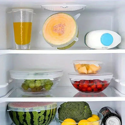 6-Piece Silicone Stretch Lids – Reusable Food Saving Covers for Fruits & Vegetables