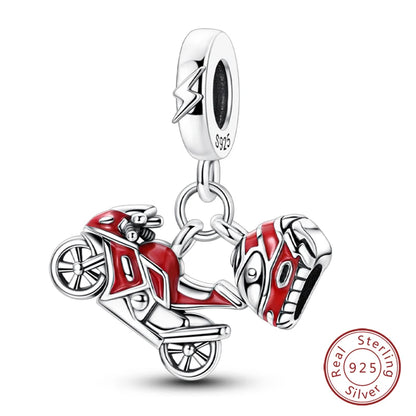 925 Sterling Silver Red Wine, Chili & Dumbbell Charm Bead – Fun DIY Jewelry