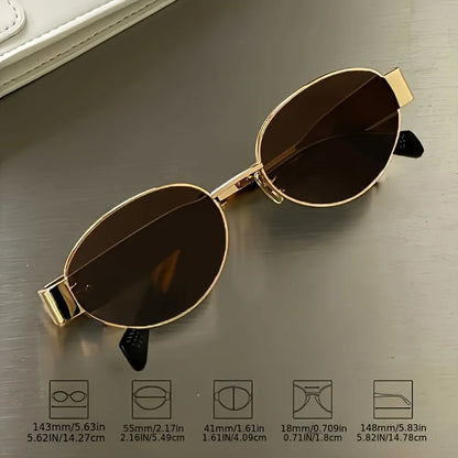 VIGNYBURKE Metallic Oval Sunglasses – High-End Retro Mirror Style for Women