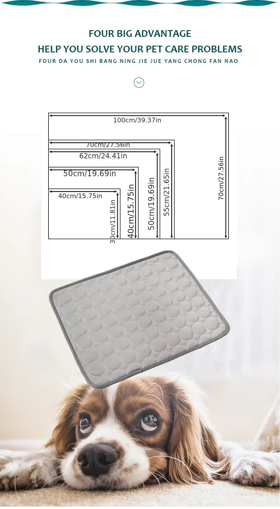 Summer Cooling Mat for Dogs & Cats - Extra Large Pet Cooling Pad