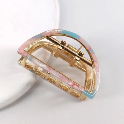 Mini Half-Round Acetate Hair Claw Clip – Fashion Hairpin Gripper for Women (5cm)