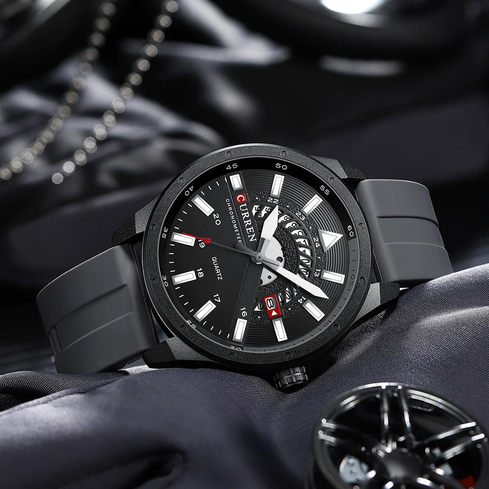 CURREN Fashion Men Watch Top Brand Luxury Waterproof Sport Mens Watches Silicone Automatic Date Military Wristwatch - BeeTrendyShop.COM