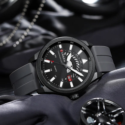 CURREN Fashion Men Watch Top Brand Luxury Waterproof Sport Mens Watches Silicone Automatic Date Military Wristwatch - BeeTrendyShop.COM