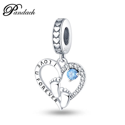 925 Sterling Silver Mom & Daughter Heart Charm – Mother's Day DIY Jewelry