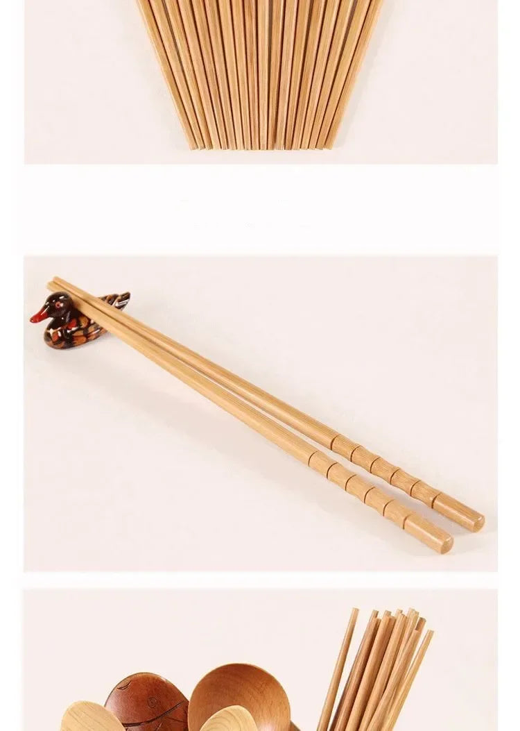 Handmade Natural Bamboo Wood Chopsticks Household Kitchen Bamboo Chopsticks 24cm Reusable Sushi Food Chopsticks Tableware