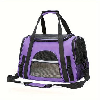 Large Cat Carrier Bag with Plush Mat – Breathable Mesh, Secure Straps, All Breeds