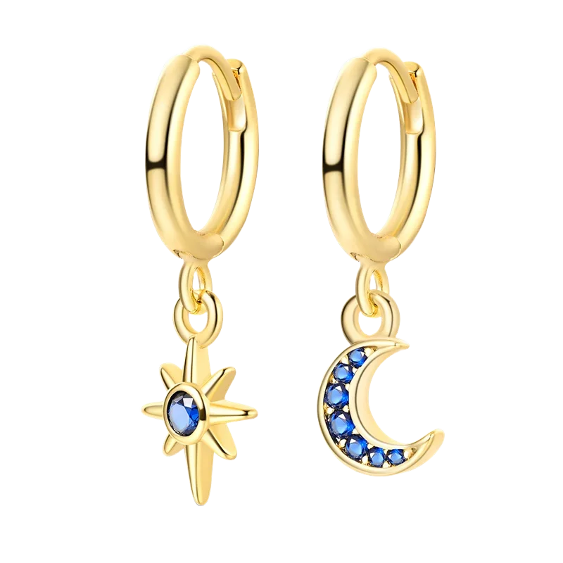 Sparkling Hoop Earrings 925 Sterling Silver Moon Pearl Heart Crystal Luxury Romantic Earing Fit Woman Wedding Party Jewelry Gift