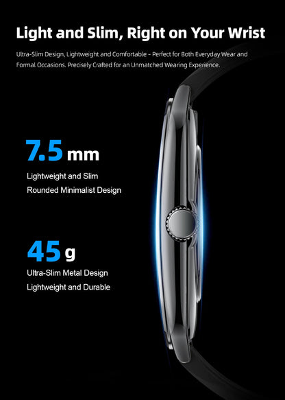 Ultra Thin Smartwatch 1.96" AMOLED – Always-On Display, Call Reminder, Compatible with Huawei & Android