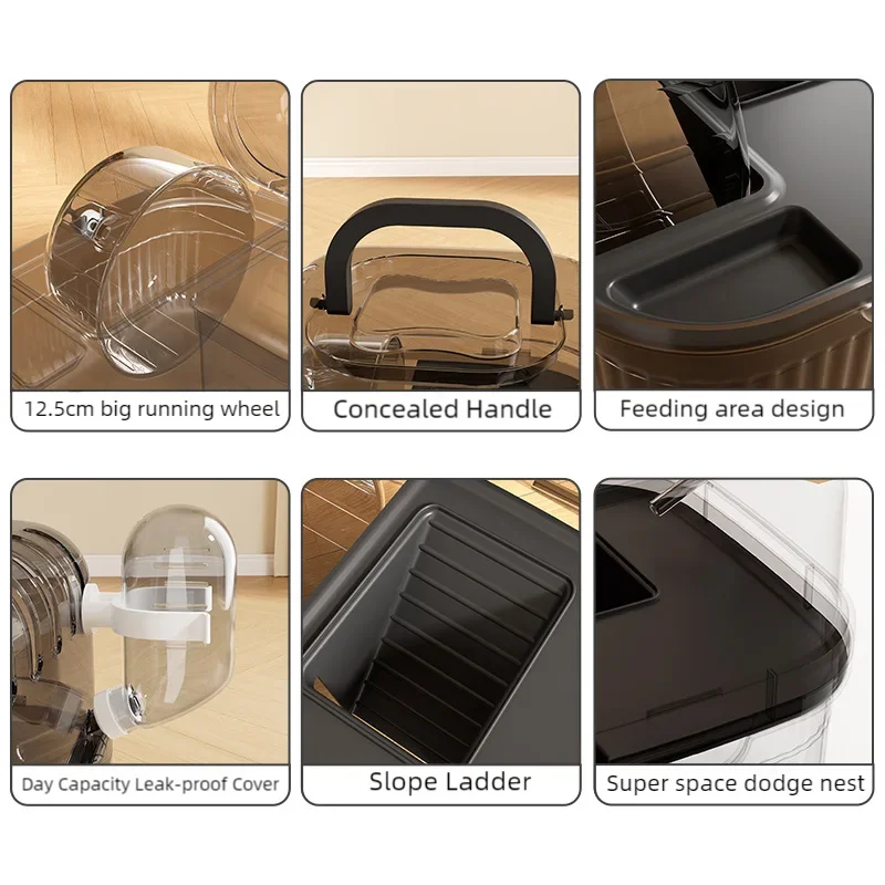 Hedgehog Carrier Translucent Hamsters Travel Carry Case Large Capacity Breathable Hamster Habitat Small Animal Carrier With