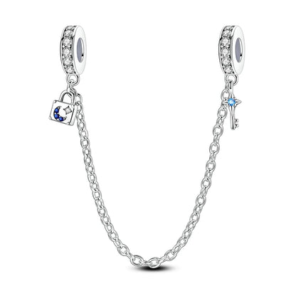 925 Sterling Silver Safety Chain Travel Charm Beads – Aircraft, Earth & Camera