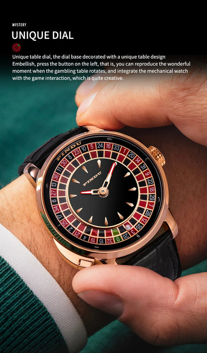 PINDU Gambling Series Automatic Mechanical Watch – Roulette Poker Dial, Unique Design
