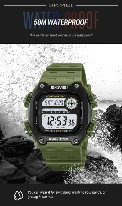 SKMEI 2126 Digital Countdown Sports Watches for Men LED Display Waterproof Stopwatch Mens Wristwatch Alarm Clock montre homme - BeeTrendyShop.COM