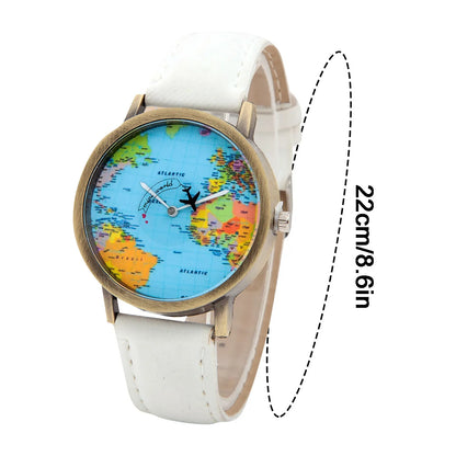 Fashion Global World Map Plane Denim Fabric Band Watch Casual Men Women Wristwatches Quartz Watch Gift Horloges Relógio - BeeTrendyShop.COM