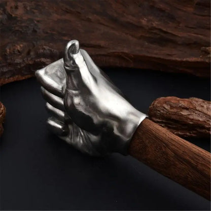 Stainless Steel Fist Hammer – Wooden Handle Craft & Camping Hand Tool