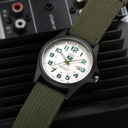 2024 New Fashionable Casual Men Watch Fashion Men's Military Watch Woven Nylon Belt Calendar Quartz Watch Часы Мужски - BeeTrendyShop.COM