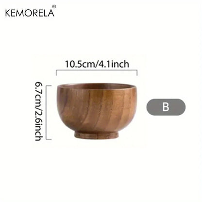 Natural Wooden Rice Bowl – Household Salad, Ice Cream & Fruit Food Storage Tableware