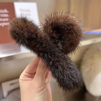 Faux Fur Ponytail Hair Claw Clip – Fluffy Shark Clip for Women & Girls