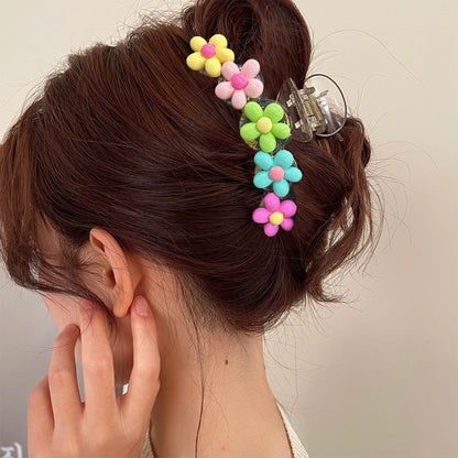 Sweet Flower Hair Claw Clip – Cute Ponytail Hairpin for Women