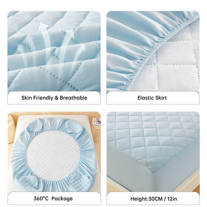 1pc 3D Air Fabric Thick Mattress Cover, 100% Waterproof Mattress Protector, Soft and Breathable Fitted Bed Sheet (No Pillowcase) - BeeTrendyShop.COM