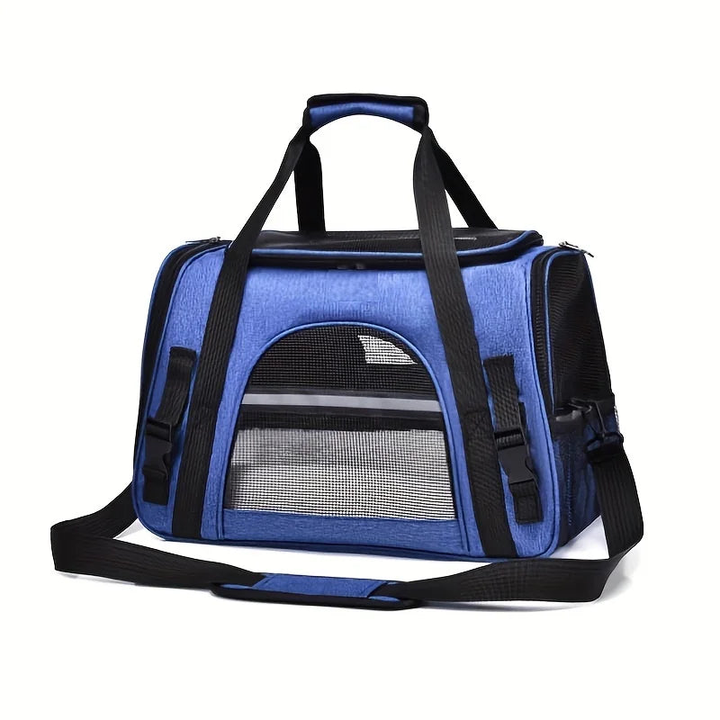 Large Cat Carrier Bag with Plush Mat – Breathable Mesh, Secure Straps, All Breeds