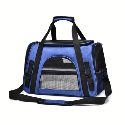 Large Cat Carrier Bag with Plush Mat – Breathable Mesh, Secure Straps, All Breeds