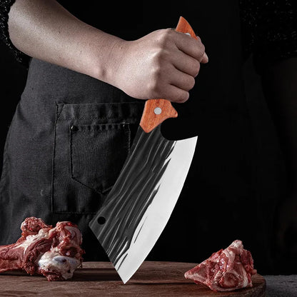 Forged Kitchen Chef Knife – Laser Pattern High Carbon Clad Steel Butcher & Cleaver Knife
