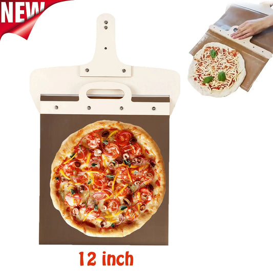 55*30cm Sliding Pizza Peel Shovel Removable Wooden Handle Pizza Spatula with High-temperature Resistant
