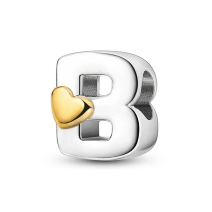 925 Sterling Silver A-Z Letter Charm Beads – Gold Alphabet DIY Birthday Jewelry