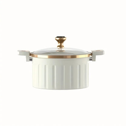 Large Capacity Enamel Stew Pot – Non-Stick Multifunctional Double Handle Household Pot