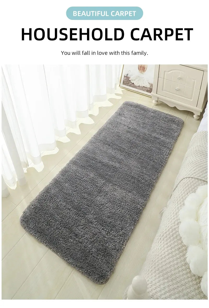 Modern Minimalist Solid Color Floor Mat, Square Long Plush, Thickened Absorbent Carpet, Bathroom Door Mat, Non Slip Mat - BeeTrendyShop.COM