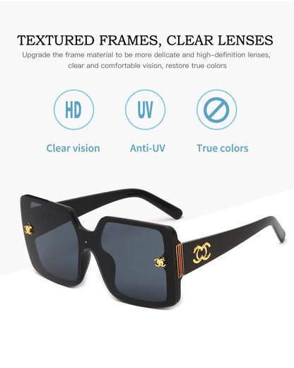 MERCELYN Luxury Glamour Sunglasses – UV400 Oversized Square Designer Style