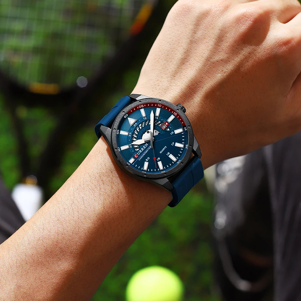 CURREN Fashion Men Watch Top Brand Luxury Waterproof Sport Mens Watches Silicone Automatic Date Military Wristwatch - BeeTrendyShop.COM
