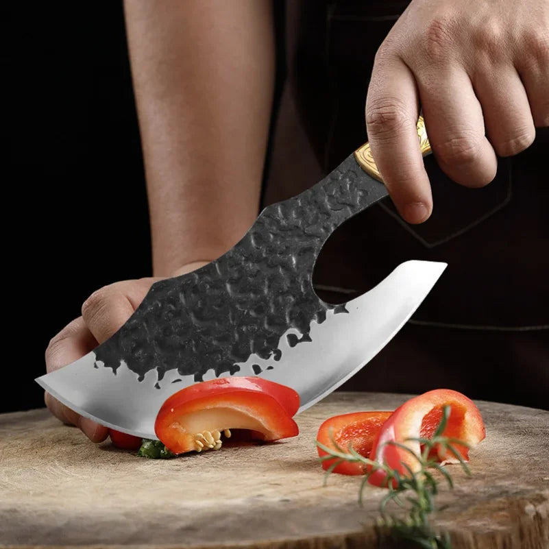 High Hardness Butcher's Knife BBQ Meat Fruit Cutting Utility Knife Professional Bone Chopping Axe Wood Handle Chef Slicing Knife