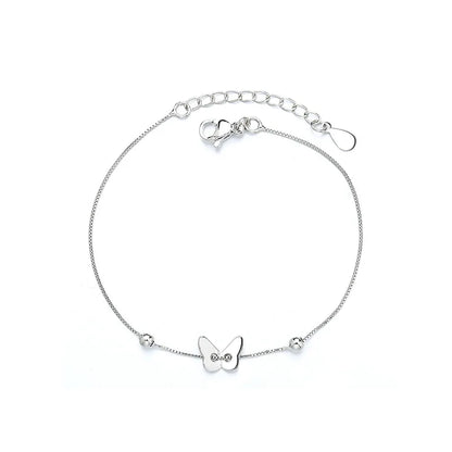 VENTFILLE 925 Silver Diamond Butterfly Bracelet – Adjustable Flower Jewelry for Women