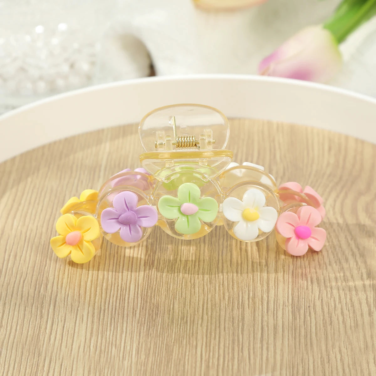 Sweet Flower Hair Claw Clip – Cute Ponytail Hairpin for Women